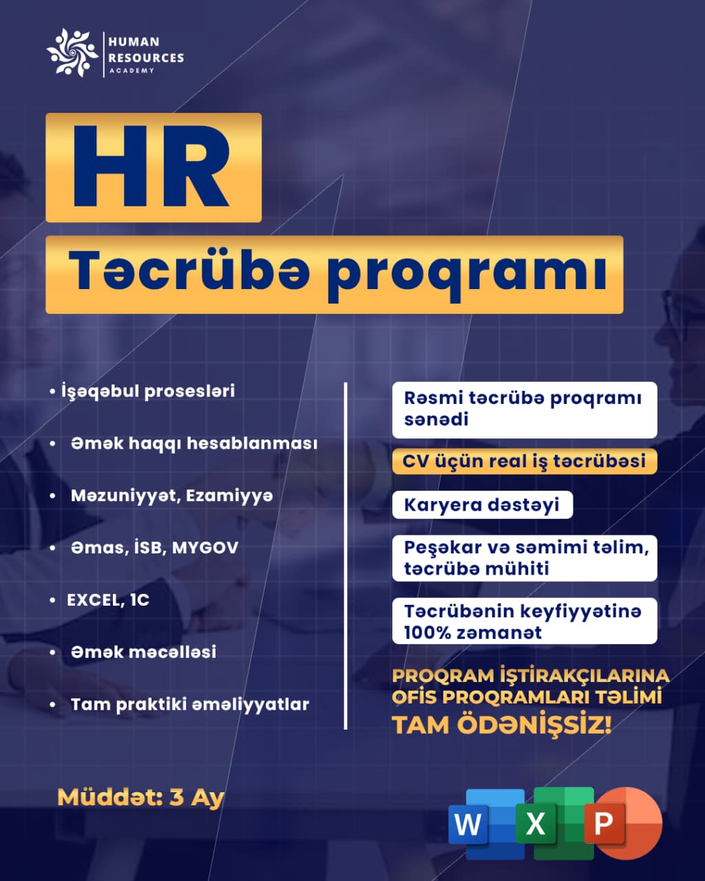 HR sahəsi üzrə təlim & təcrübə proqramı kursu və təlimi
