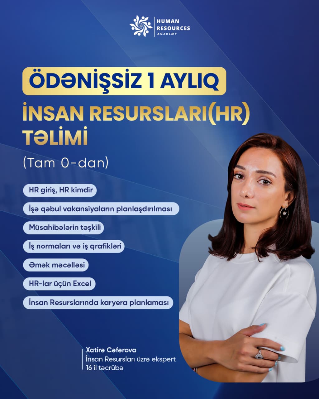 1 AYLIQ ÖDƏNİŞSİZ İNSAN RESURSLARI(HR) TƏLİMİ kursu və təlimi